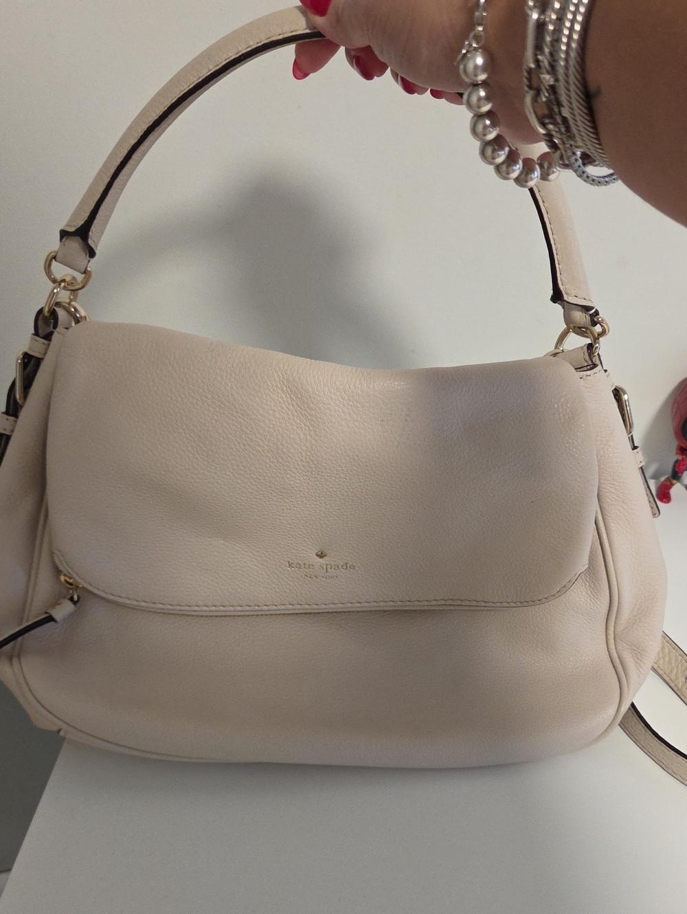 kate spade Cream Pebbled Leather Shoulder Bag